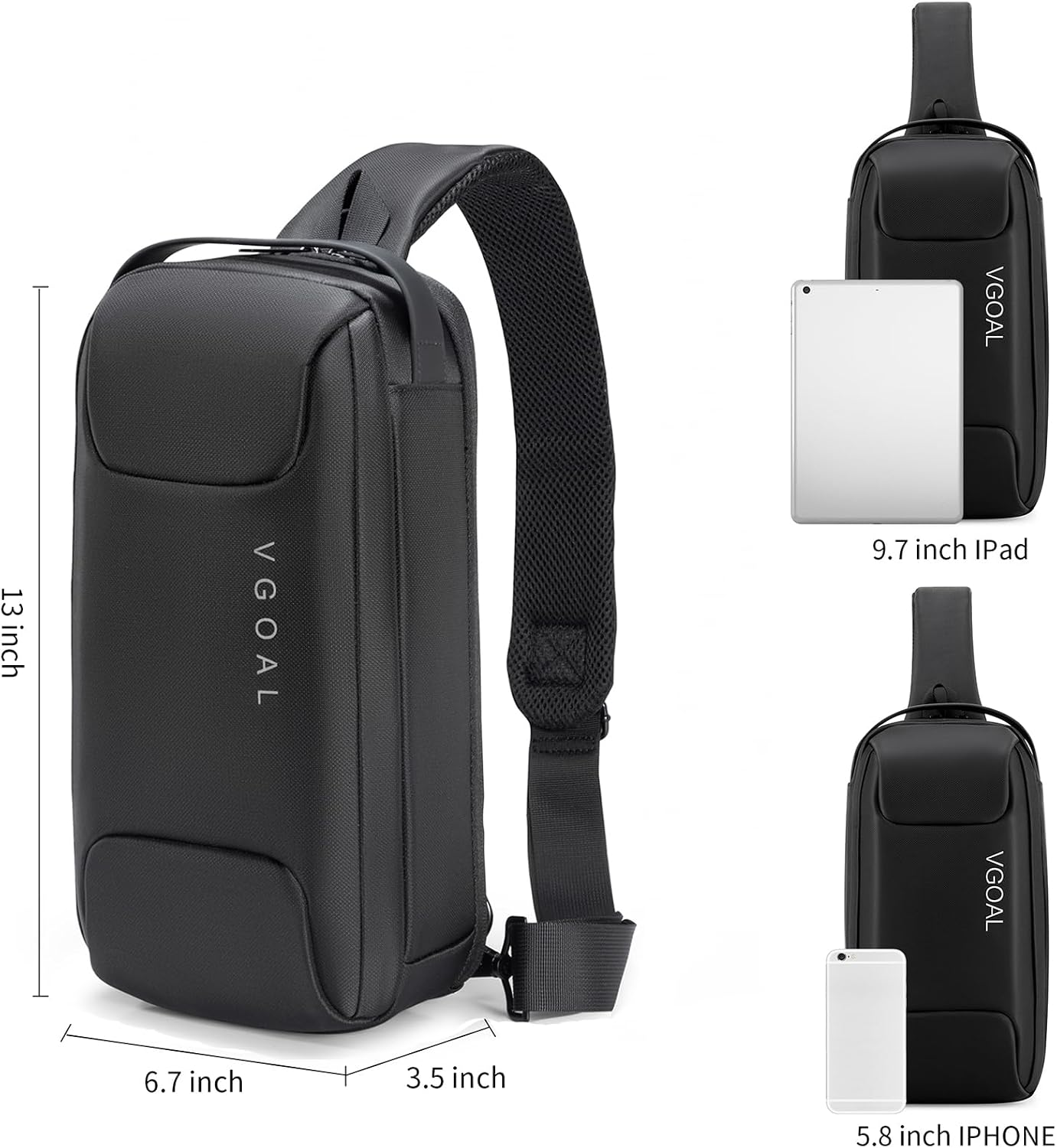 VGOAL Crossbody Bag Sling Bag for Women Men Sling Backpack Mini Backpack Daypack Crossbody for Travel Sport Running Hiking (FG6315-A)