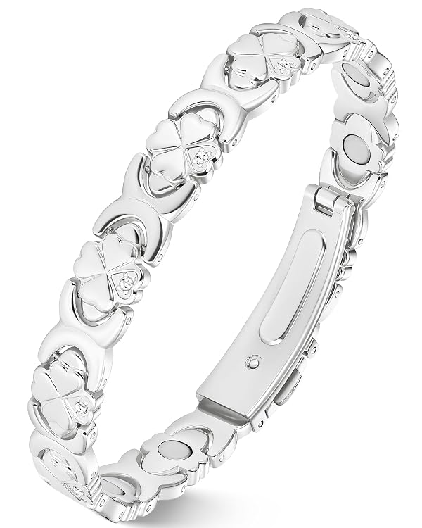 Jecanori Magnetic Copper Bracelet for Women — 3500 Gauss Magnets — Premium Fold-Over Clasp & Adjustable Length,Silver by Jecanori - Used condition - US$18.56