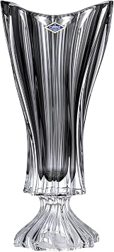 Bohemia Crystal AU52650 16" Footed Flower Vase, Home Decor Centerpiece, Plantica Smoky Gray
