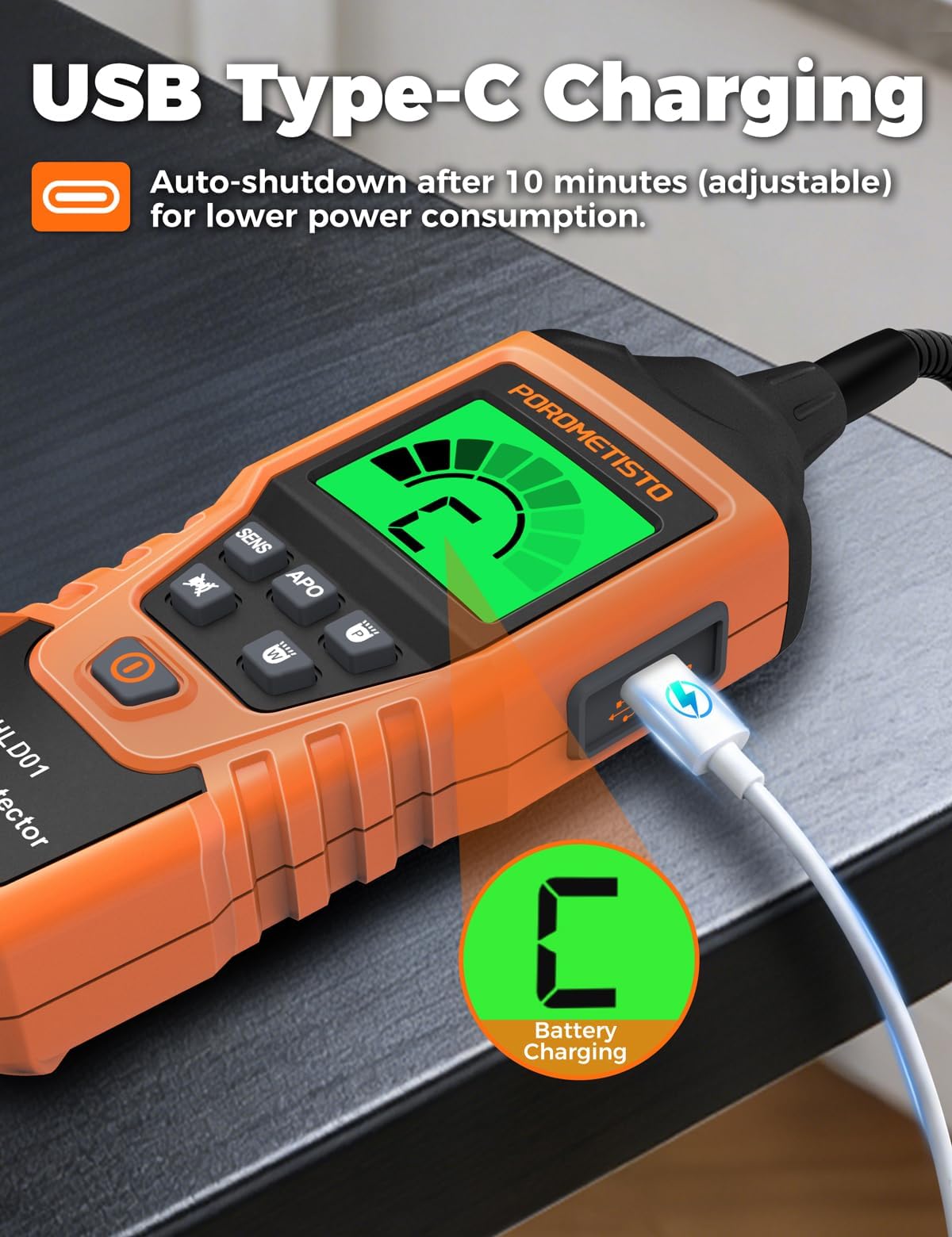 HLD01 Halogen-Gaslecksuchgerät, Kältemitteldetektor mit Dreifach-Alarm, LED-Hilfsleuchte, USB-C-Ladung & Auto-Kalibrierung, für Kfz-Klima, Kühlhäuser & zentrale Klimaanlagen
