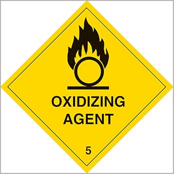 V Safety Oxidizing Agent 200 x 200 mm - 2mm Rigid Plastic Safety Sign