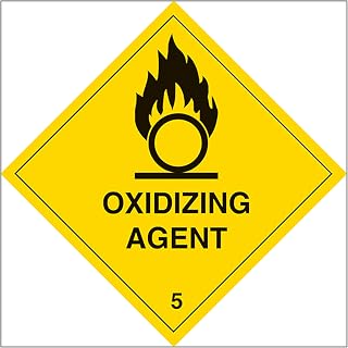 V Safety Oxidizing Agent 100 x 100 mm - 1mm Rigid Plastic Safety Sign