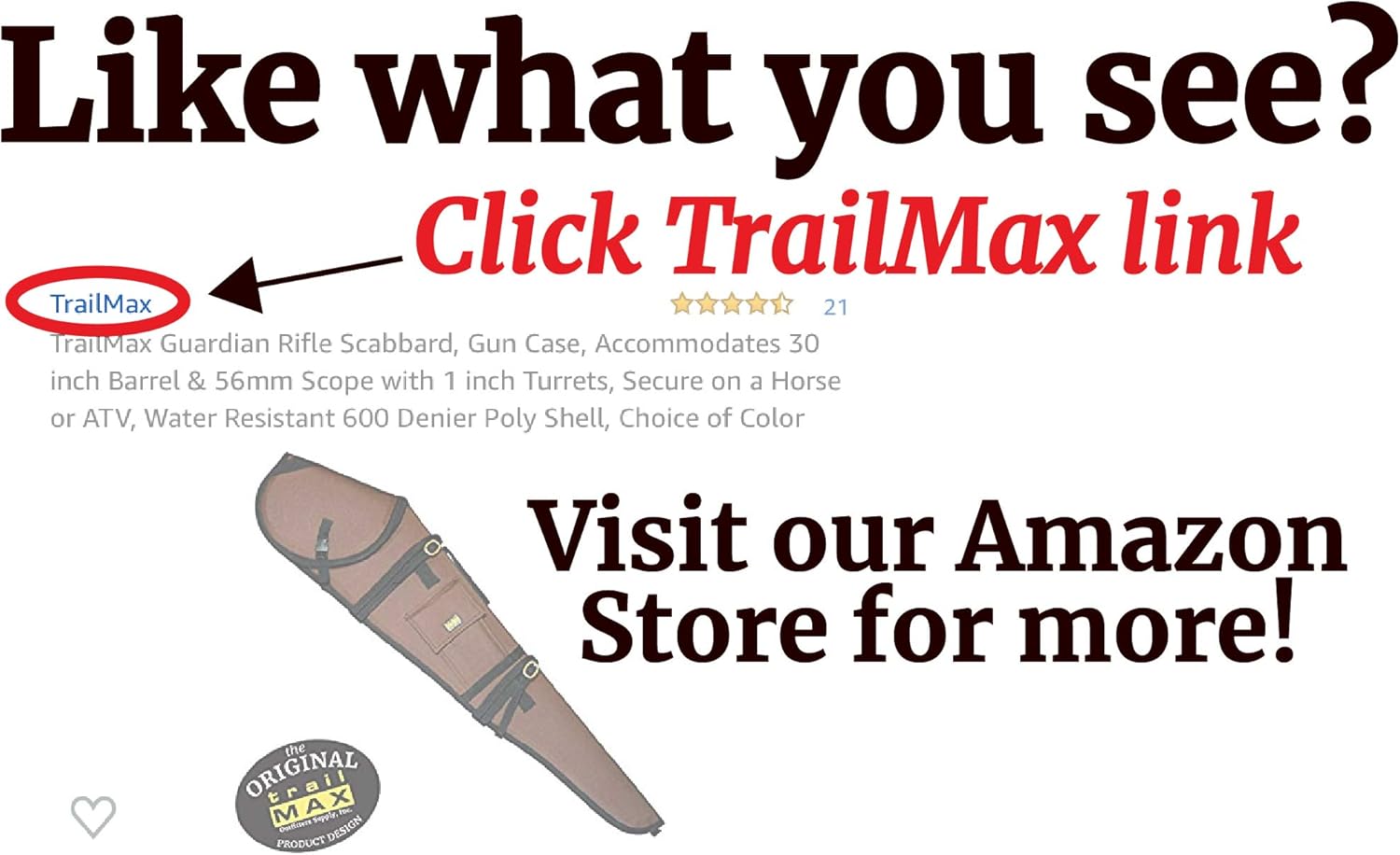 TrailMax Protector Rifle Scabbard, Gun Case, for 28 inch Barrel & 56mm Large Scope with 1-1/2 inch Turrets, Secure on a Horse or ATV, Shock Absorbent, Heavy Duty Polyester Shell
