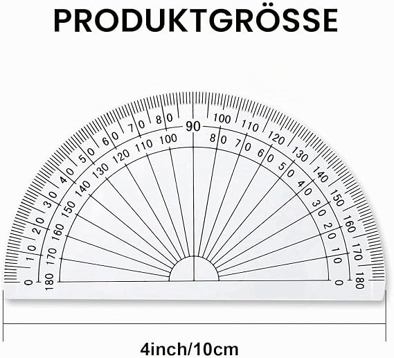 TSHAOUN 10PCS Kunststoff Winkelmesser 4 Zoll Protractor Clear Protractor School 180 Grad Geometrie Winkelmesser Winkelmesser Geometrie Werkzeuge Kunststoff Geometrie Messen Lineal(10 Pack)
