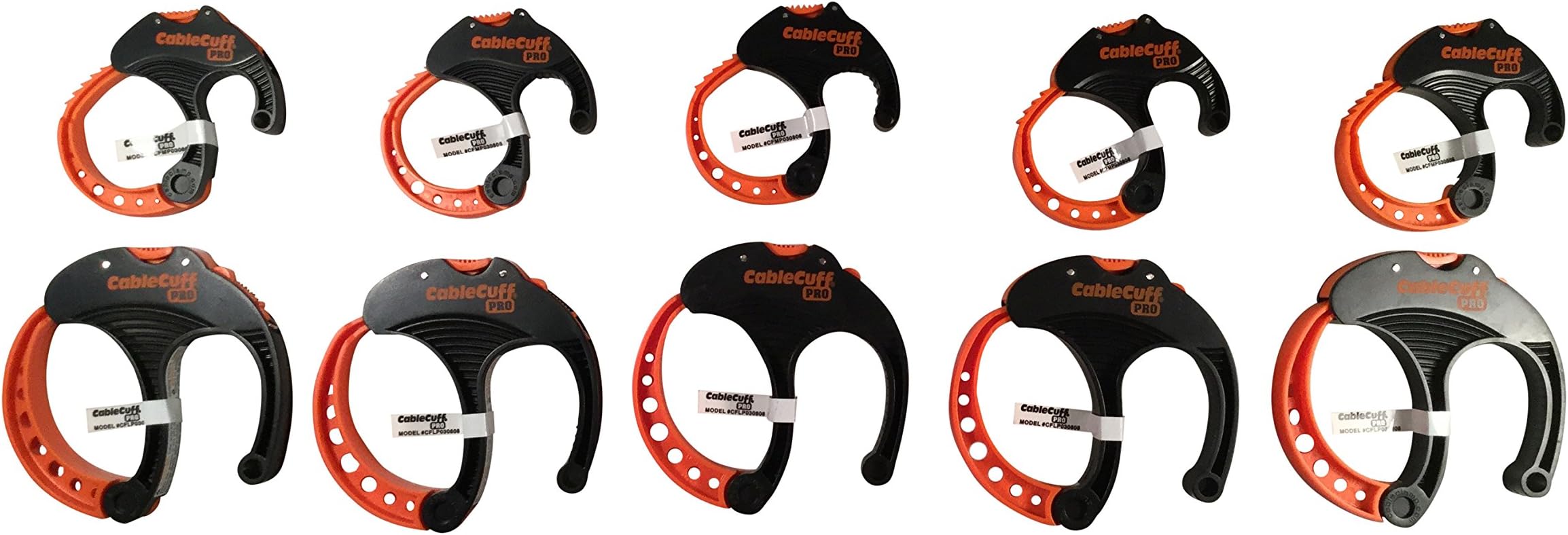 Cable Cuff PRO (10 Piece Bundle: 5x Medium 2 Inch, 5x Large 3 Inch Diameter) Adjustable, Reusable, Cable Tie Replacements for Extension Cords or Electronics