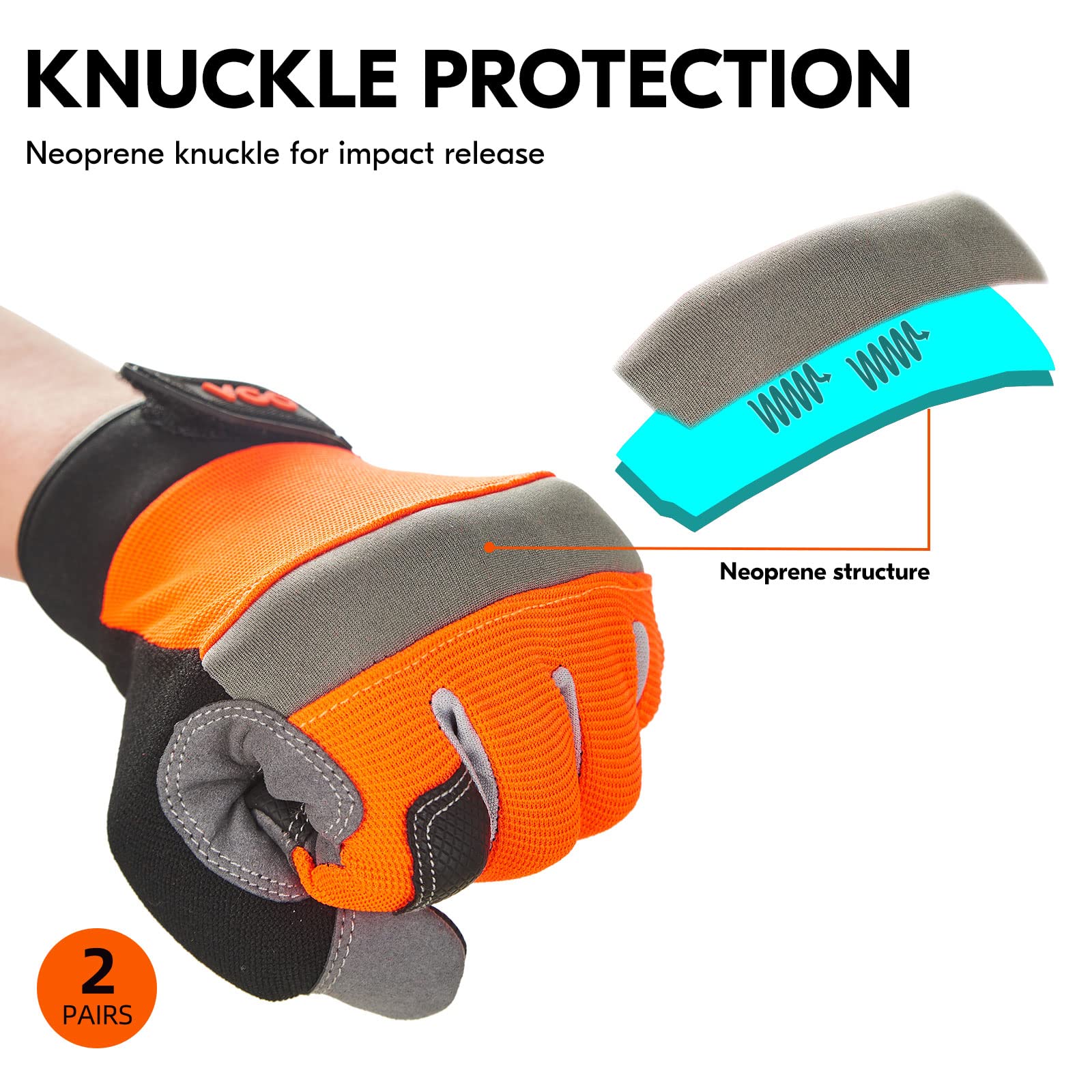 Vgo... 2 Pairs Men's Safety Gloves Touch Screen Practical Work Gloves for  Gardening, Warehouse and Light Mechanic Work (2 Pairs, Size M, Orange,  SL7584) : Amazon.de: DIY & Tools