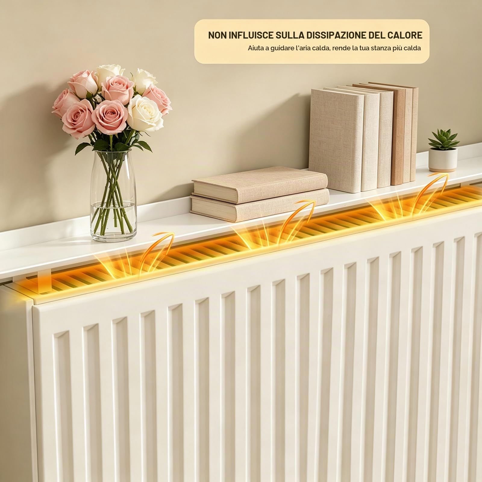 Mensola Termosifone Rimovibile Mensola sopra Termosifone in Alluminio con Supporto in Metallo Mensola per Radiatore Senza Foratura Mensola Copritermosifone per Soggiorno Camera da Letto Corridoio