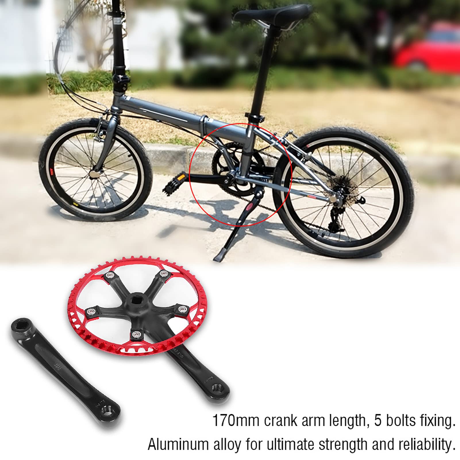 Generic Mechanizm Korbowy Rowerowy Meijun 170mm Lekki Zestaw kół łańcuchowych ze Stopu Aluminium 45T 47T do Rowerów Szosowych i Rowerów Składanych