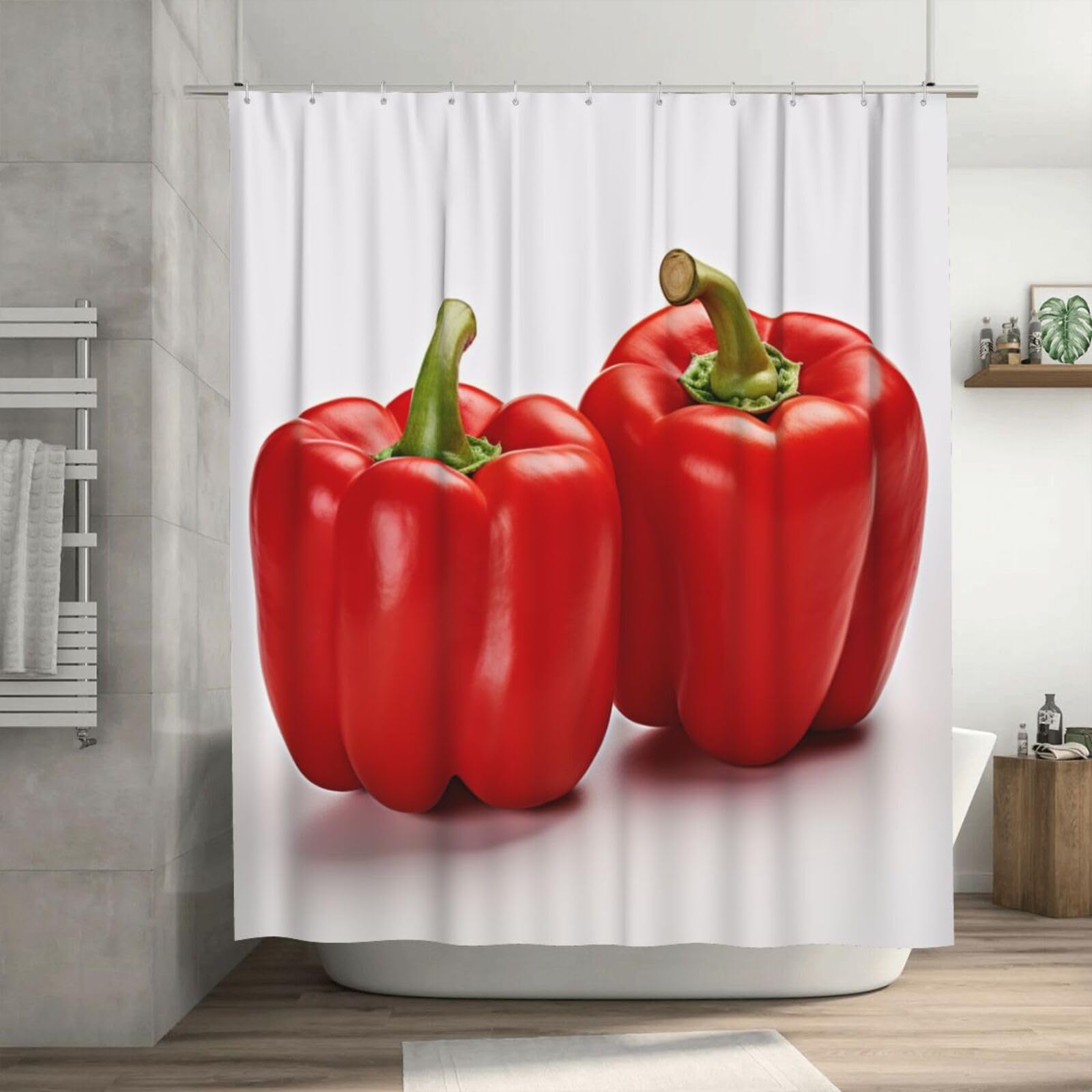 Rideau de douche imperméable anti-éclaboussure épais 182x182 cm poivrons rouges salle de bain