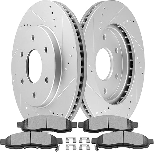 Miniatura 355 de Kits de frenos y rotores, rotores de freno SCITOO y 8 pastillas de cerámica para 08-12 para Chrysler Town & Country, 08-12 para Dodge Grand Caravan