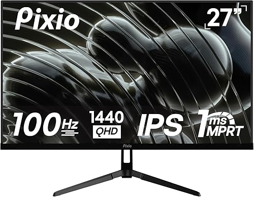 Pixio PX275 Wave 27 inch 100Hz Refresh Rate QHD 1440p Resolution IPS Panel 1ms MPRT Response Time Gaming Monitor with Adaptive Sync