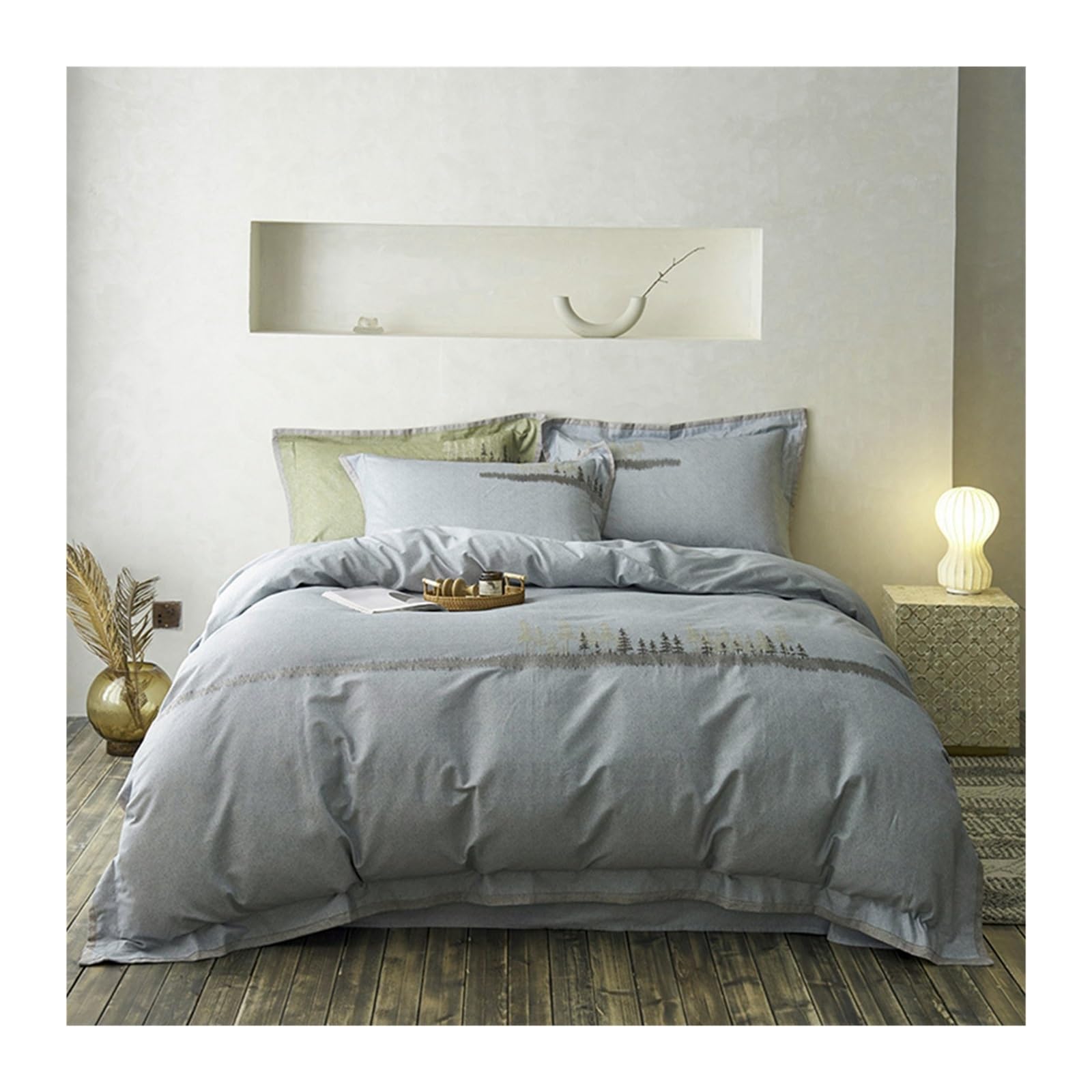 Housse de couette super douce en microfibre lavée 100% toutes saisons bleue 220x240
