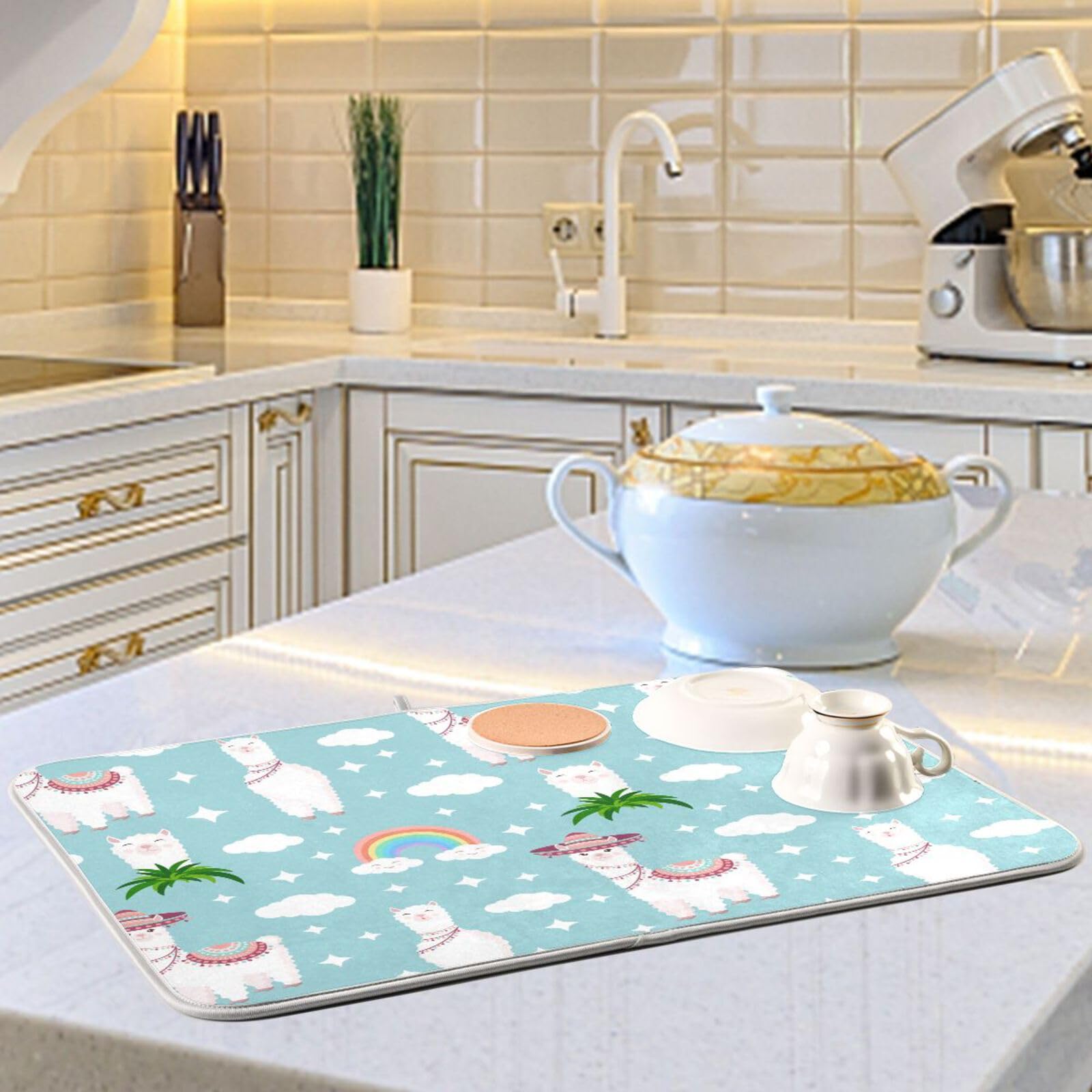 Tapete De Secado Para Encimera De Cocina, Escurridor De Platos, 18 X 24 Pulgadas, Protector De Encimera Para Vajilla Y Cafetera