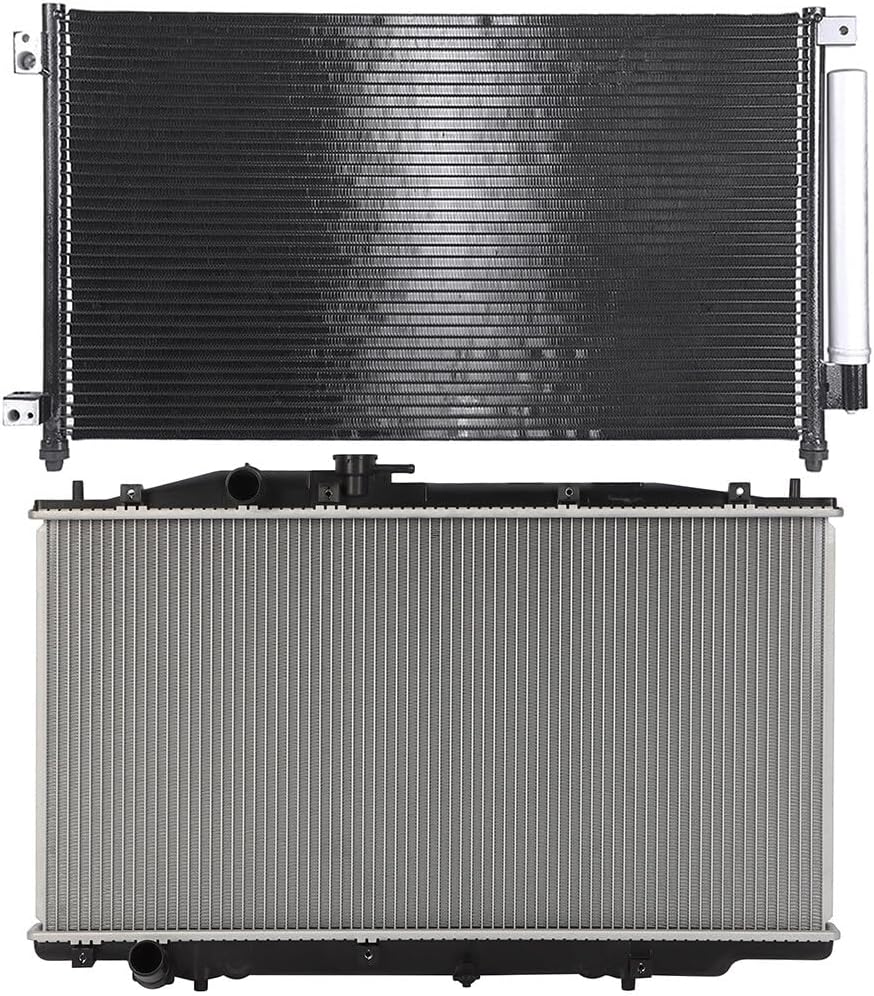 OCPTY 2571 Radiator + 3086 AC Condenser Auto Parts Radiator Replacement for 2006-2007 for Honda for Accord