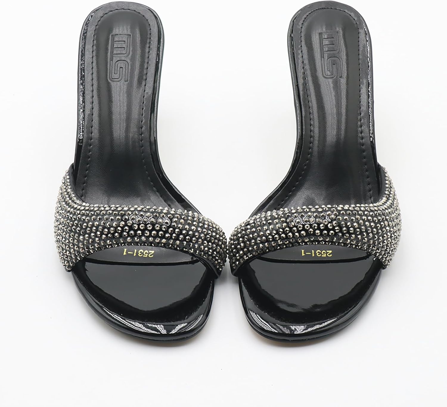 Women'S Leather One Strap Square Open Toe Kitten Heel Slide Sandals Sexy Slip-On Stiletto Mule Sandals Wedding Party Evening Prom Backless Dress Slipper Pump Shoes - Image 4