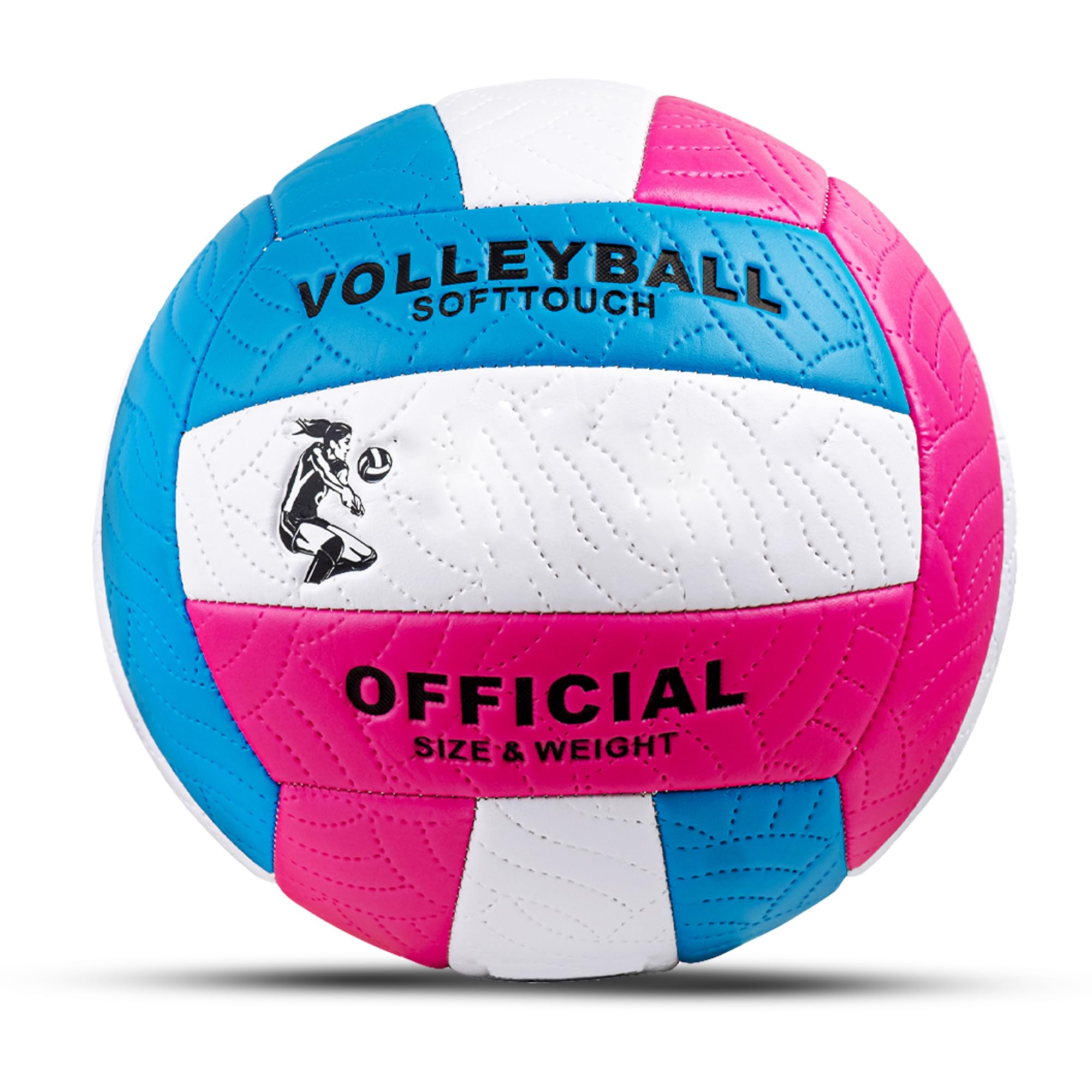 Hsport Softtouch Voleybol Topu Resmi Boyut ve Ağırlık Premium Dikişli İç ve Dış Mekan Kullanımı Çift Astarlı No:5 - Pompa Hediyeli (Pembe)