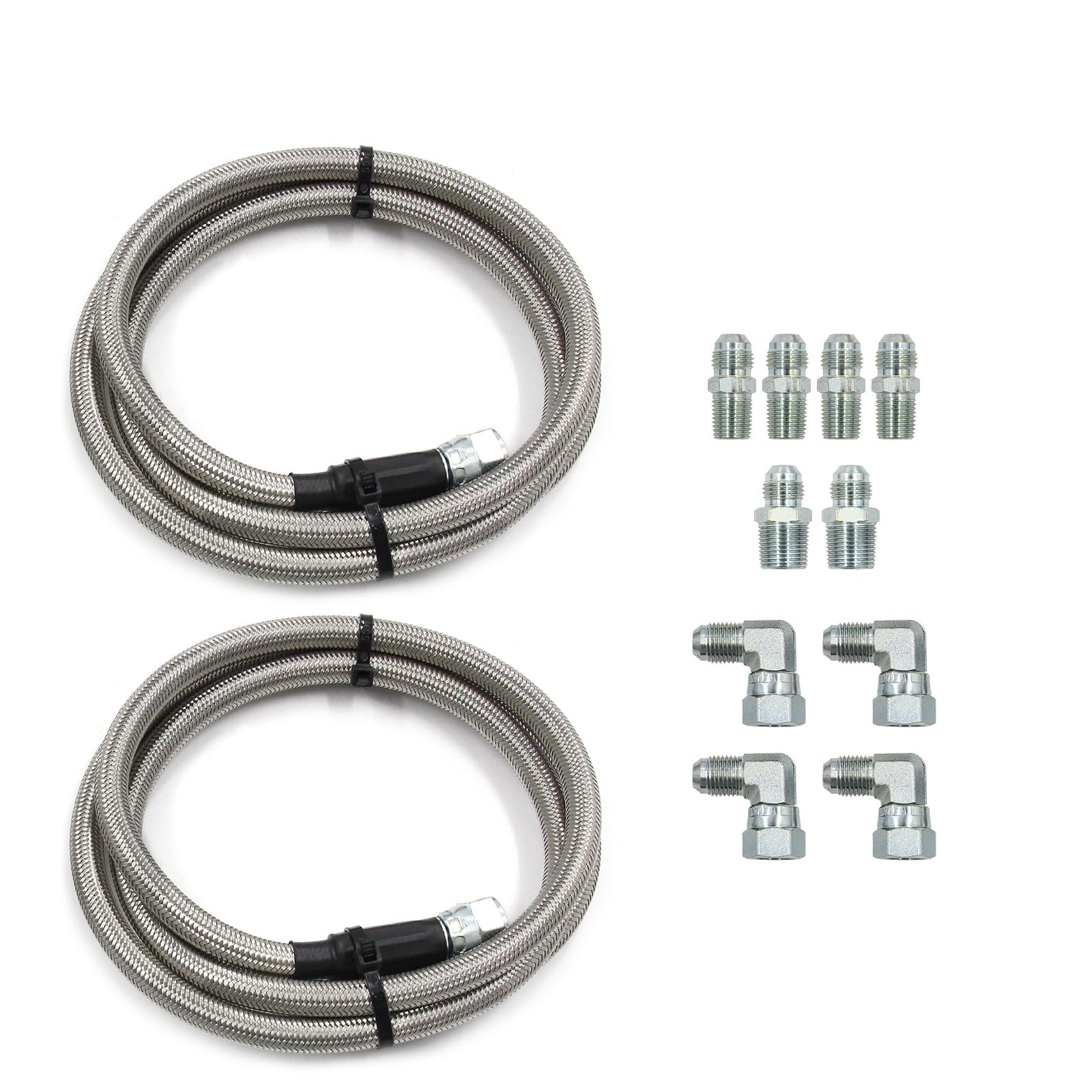 52 Zoll AN6 Getriebeölkühler Schlauchleitung Set Edelstahl Geflochten Transmission Cooler Hose Lines für TH350 TH400 700R4 4L60E 4L65E 4L80E Powerglide für Ford C4 C6 AOD