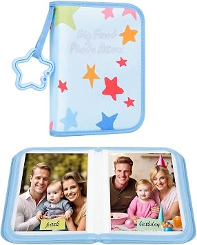 Babys My First Photo Album for Baby Holds 21 4x6 Photos, Baby Photo Album Soft Cloth Family Book, My First Family Album for 4x6 Baby Shower Kids Toddlers Family Pictures, Toddler Photo Album Blue