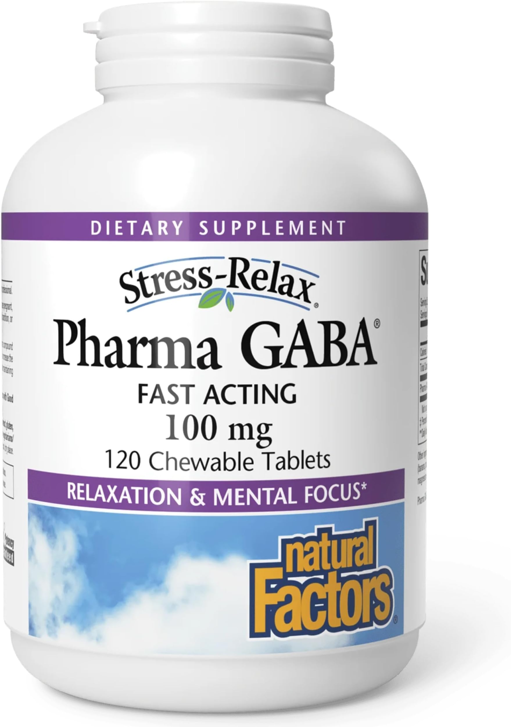 Natural Factors - Stress-Relax Pharma Gaba Fast Acting 120 Chewable Tablets 126562