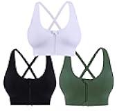 3 Pack Women's Medium Support Cross Back Wirefree Removable Cups Yoga Sport Bra