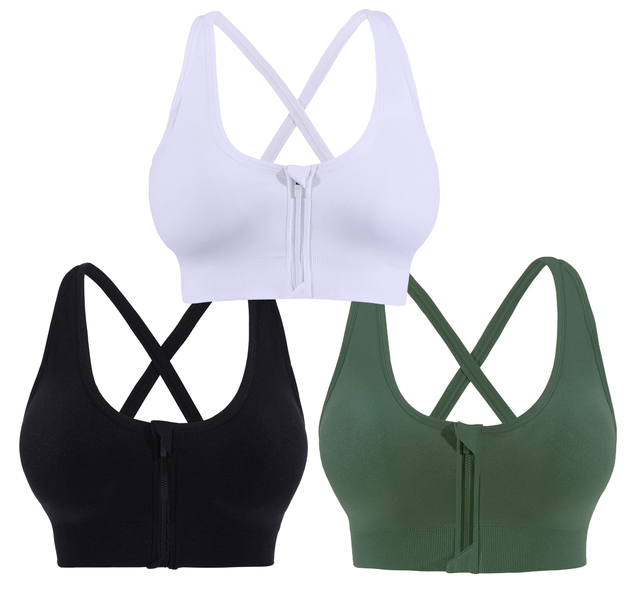 AKAMC Medium Support Cross Back Bra Soutien-Gorge de Sport Femme