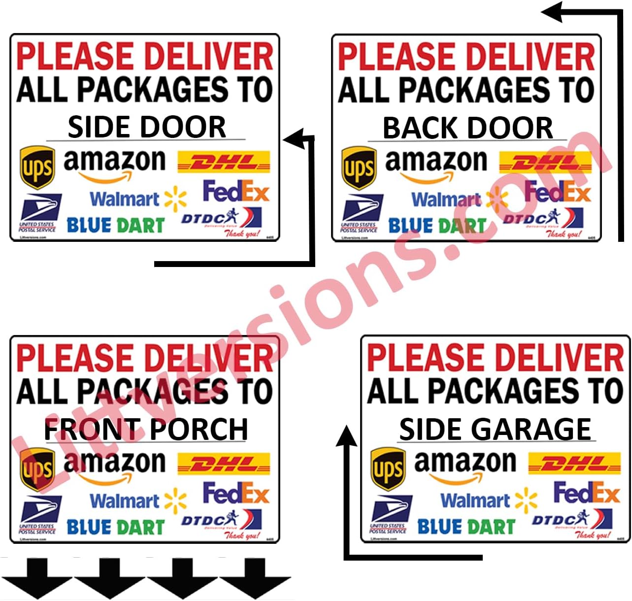 2 Pcs 10"x14" Customizable Package Delivery Sign for Home, Office, Box, Front door, Porch Self-Adhesive "Deliver To" Waterproof Sign for UPS, FedEx, Amazon, USPS, DHL Decal
