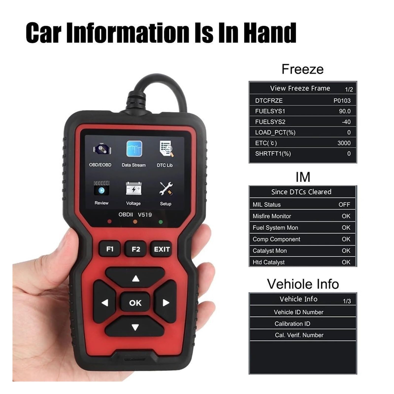 Herramientas de diagnóstico del coche escáner OBDII 12V V519 V309