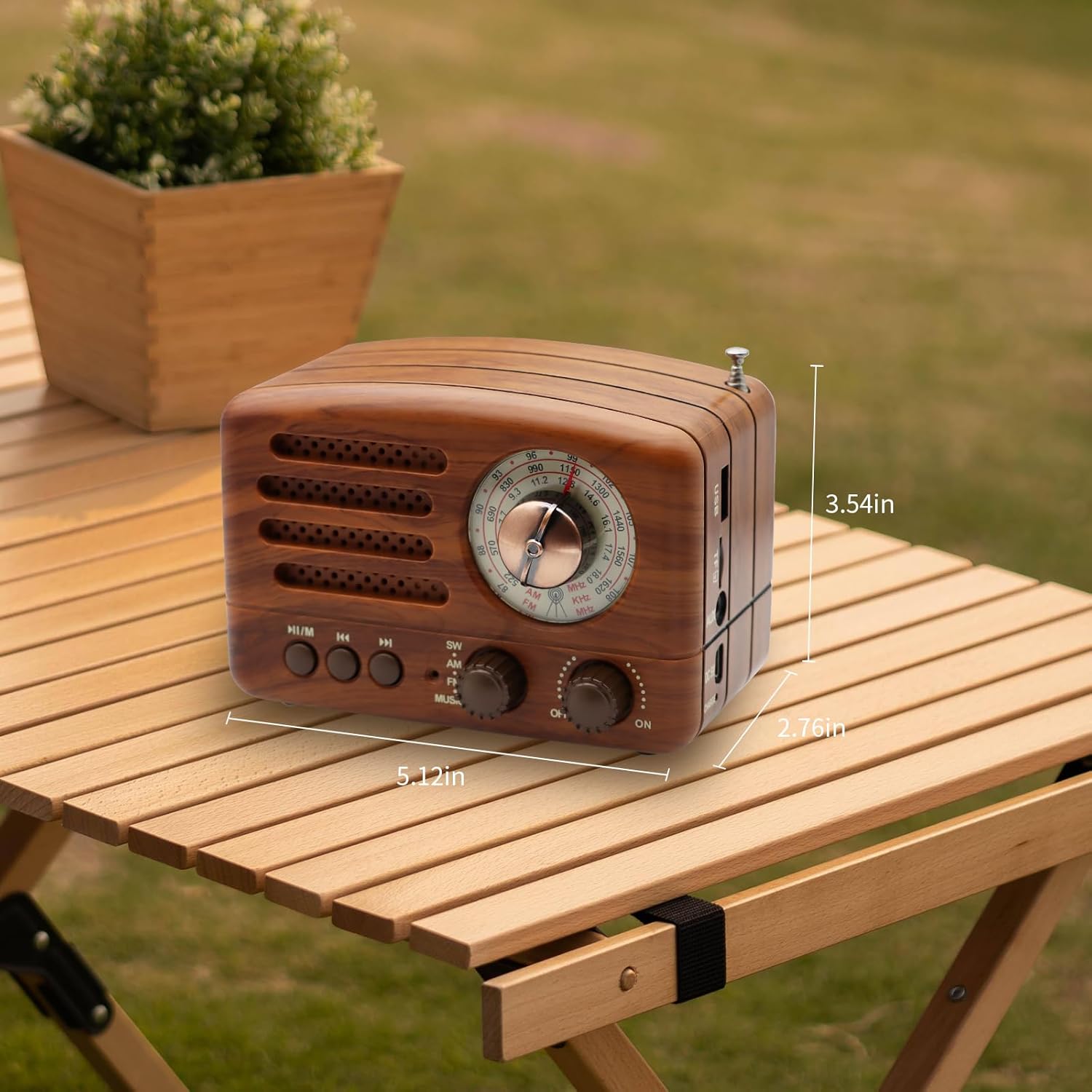 Portable Vintage Radio Retro Bluetooth Speaker, Small Radios with Best Reception, Portable Am Fm Bluetooth RadioRechargeable, Support TF Card AUX USB MP3 Player - Image 4