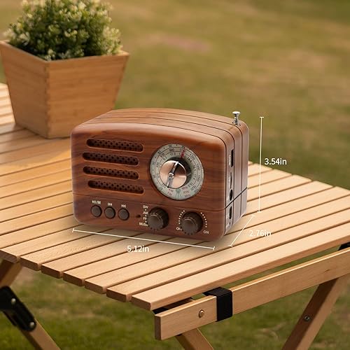 Miniatura 4 de Bocina de radio Bluetooth retro portátil, Radios pequeñas con la mejor recepción, Radio Bluetooth AM FM portátil recargable, compatible con tarjeta