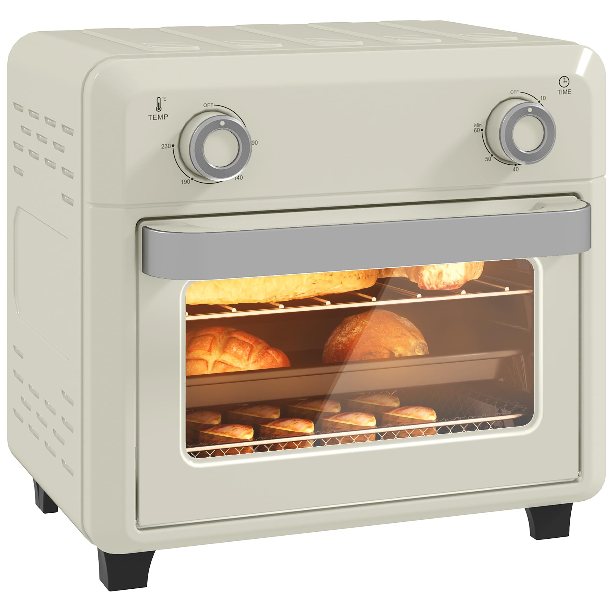 HOMCOM Cream 10L Electric Air Fryer Oven 1000W