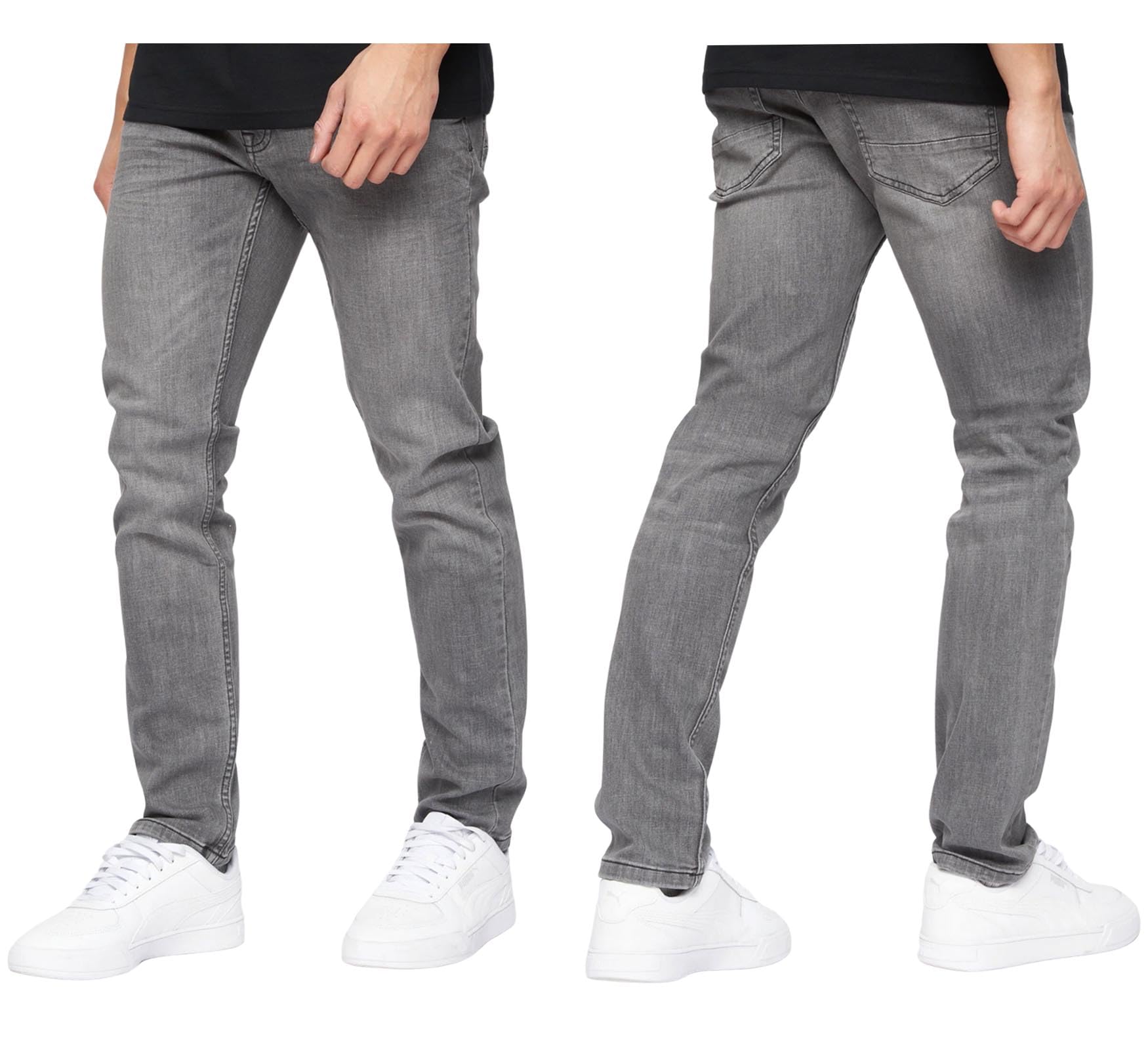 Crosshatch Men's Grey Slim Fit Stretch Jeans Denim Designer Trousers Pants By Jeanbase 36W X 34L