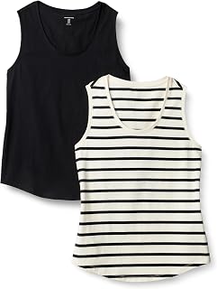 Amazon Essentials Women's Regular-Fit 100% Cotton Sleeveless Tank Top, Pack of 2