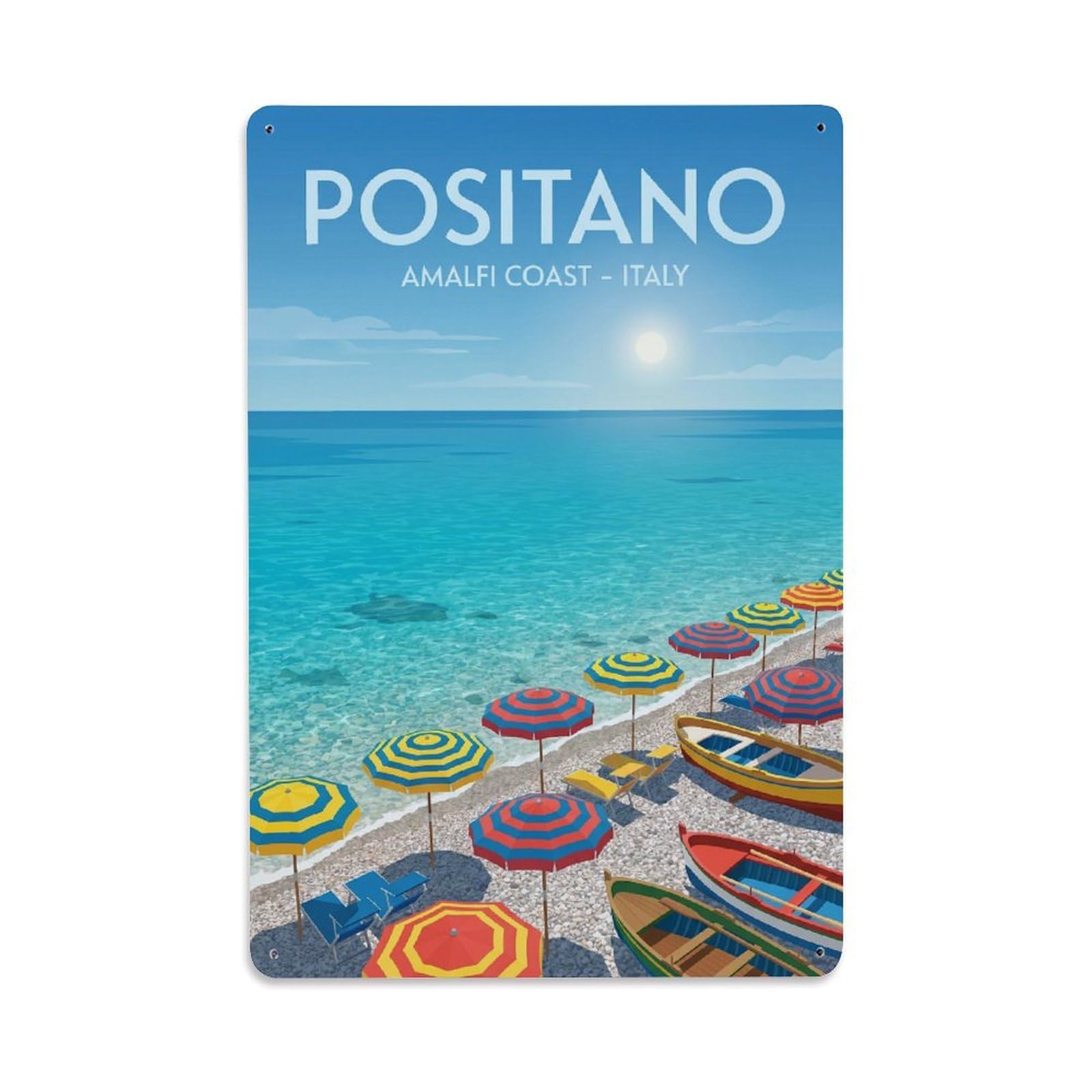Vintage Travel Positano Italy Quartz Metal Tin Sign Plaque Wall Decor for Cafe, Club Bar, Office, Garden Metal Poster 8x12Inch