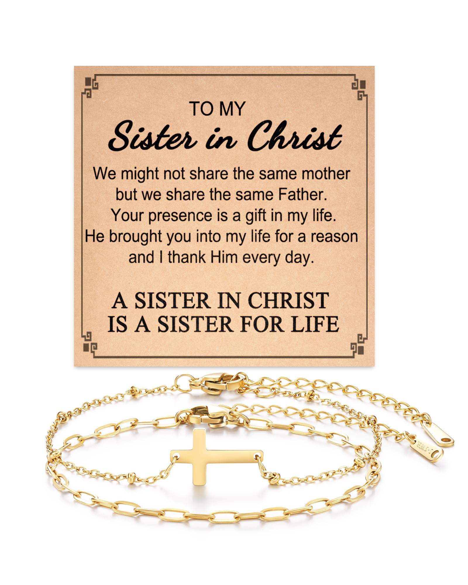 Tarsus Gold Cross Bracelet for Women, Christian Gifts for Women, Religious Gifts Dainty Bracelet