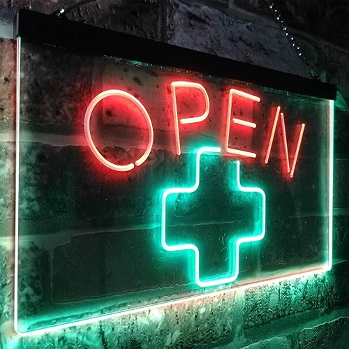 Miniatura 3 de ADVPRO Open Medical Cross Shop - Letrero de neón LED de doble color, verde y rojo, 16 x 12 pulgadas, st6s43-i3209-gr