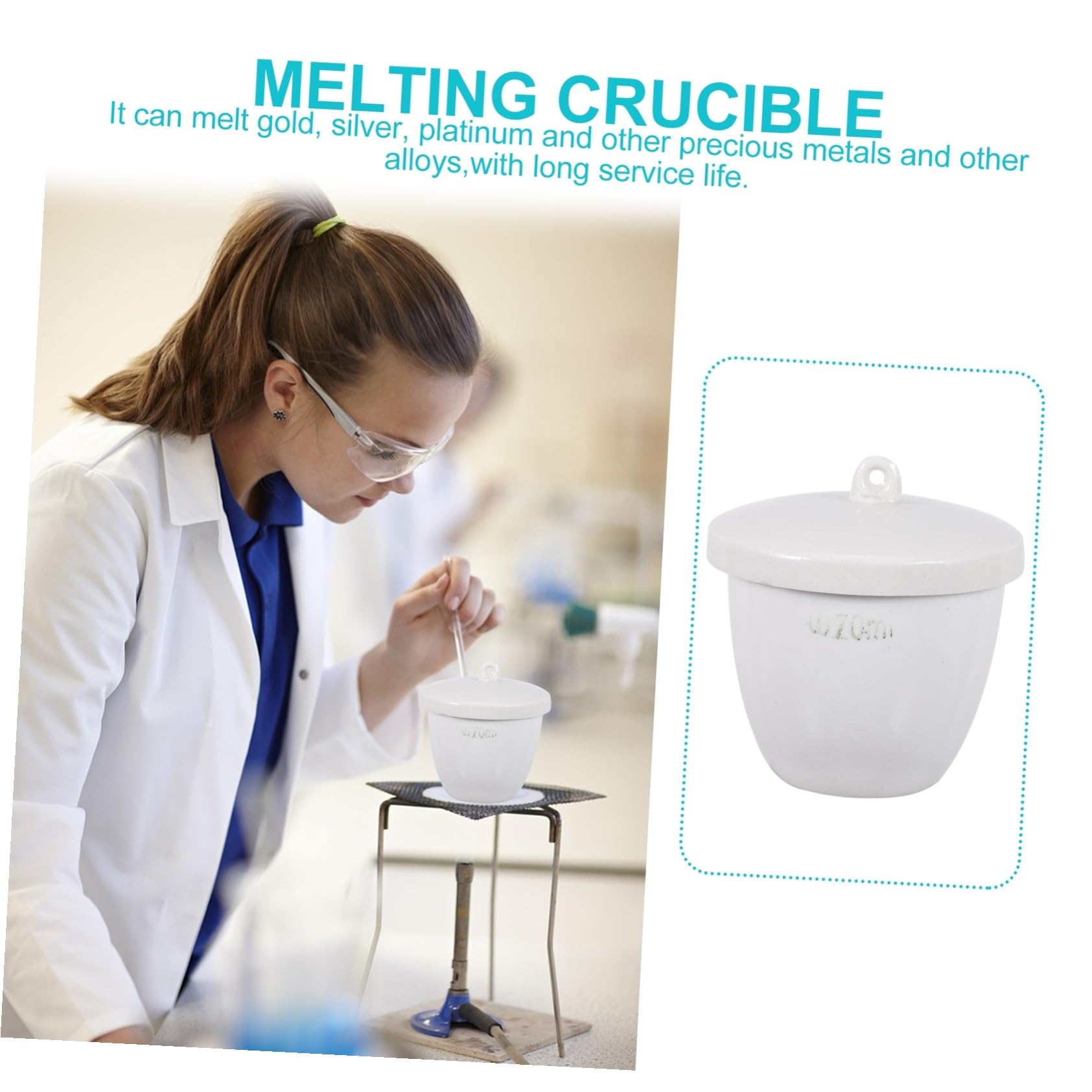 4 Pezzi Crogiolo in Ceramica con Coperchio 70ml Resistente Agli Acidi alla Corrosione per Laboratori e Industria Farmaceutica