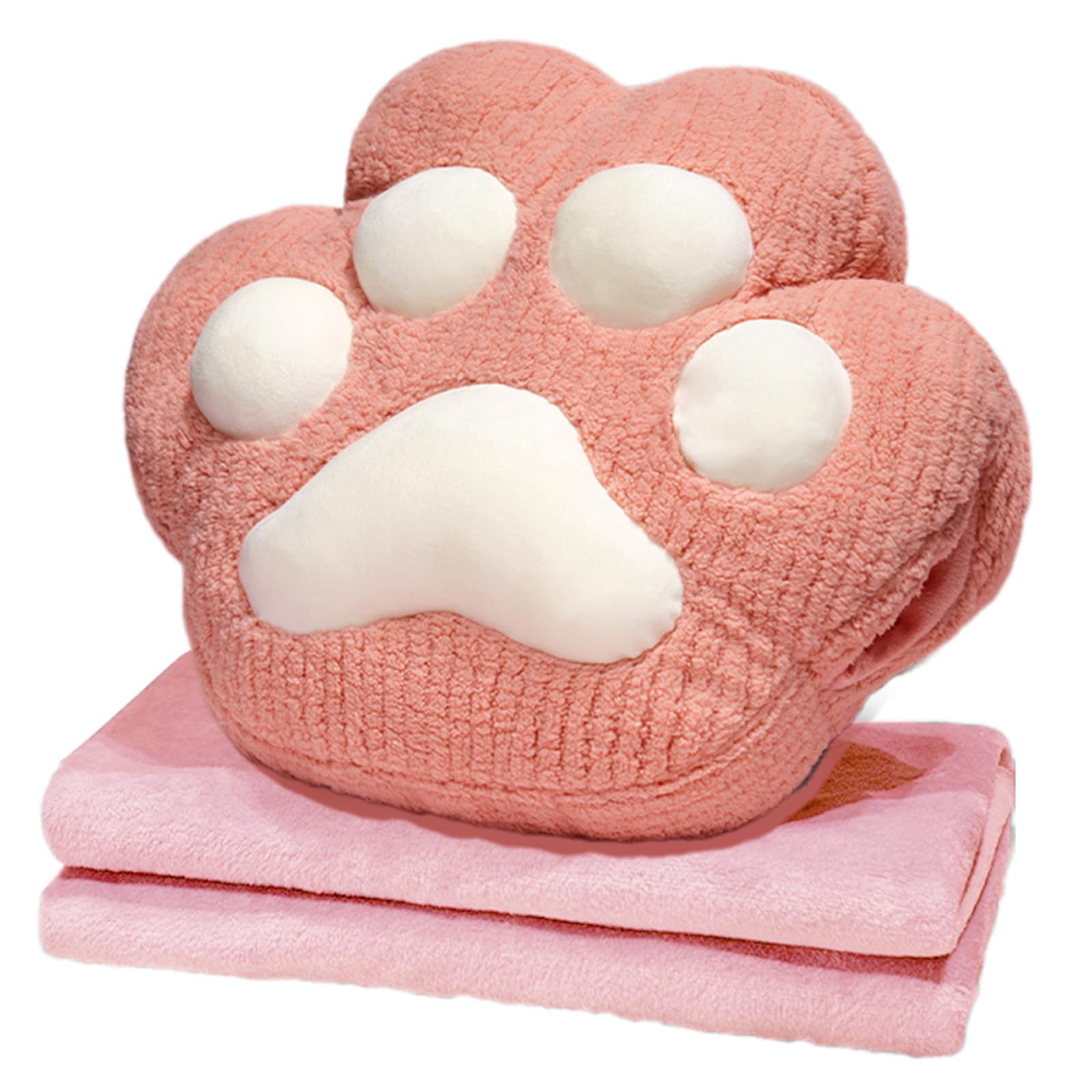 Nucelit Multifunctional Cats Paws Pillow 2 in 1 Hand Warmer Quilts for Naping Air Conditioning Blanket Folding Pillow Air Conditioning Blanket