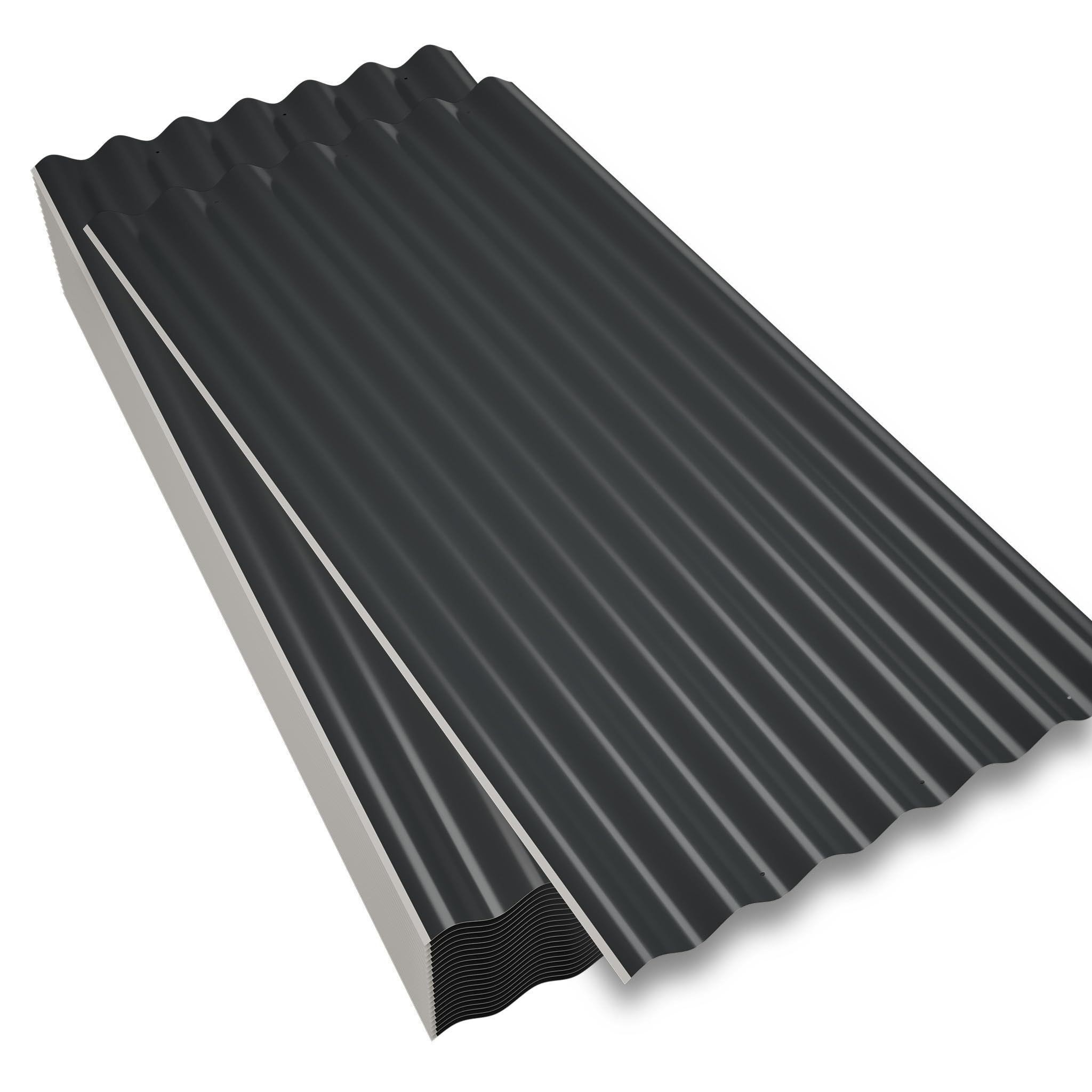 Thanaddo Wellplatten Metall Blech, 20er Set Wellplatte Dach Platten Stahlblechdachplatten mit Schrauben, wetterfest UV beständig Welldach, 52 x 108 cm - 20 Stk.（Schwarz)