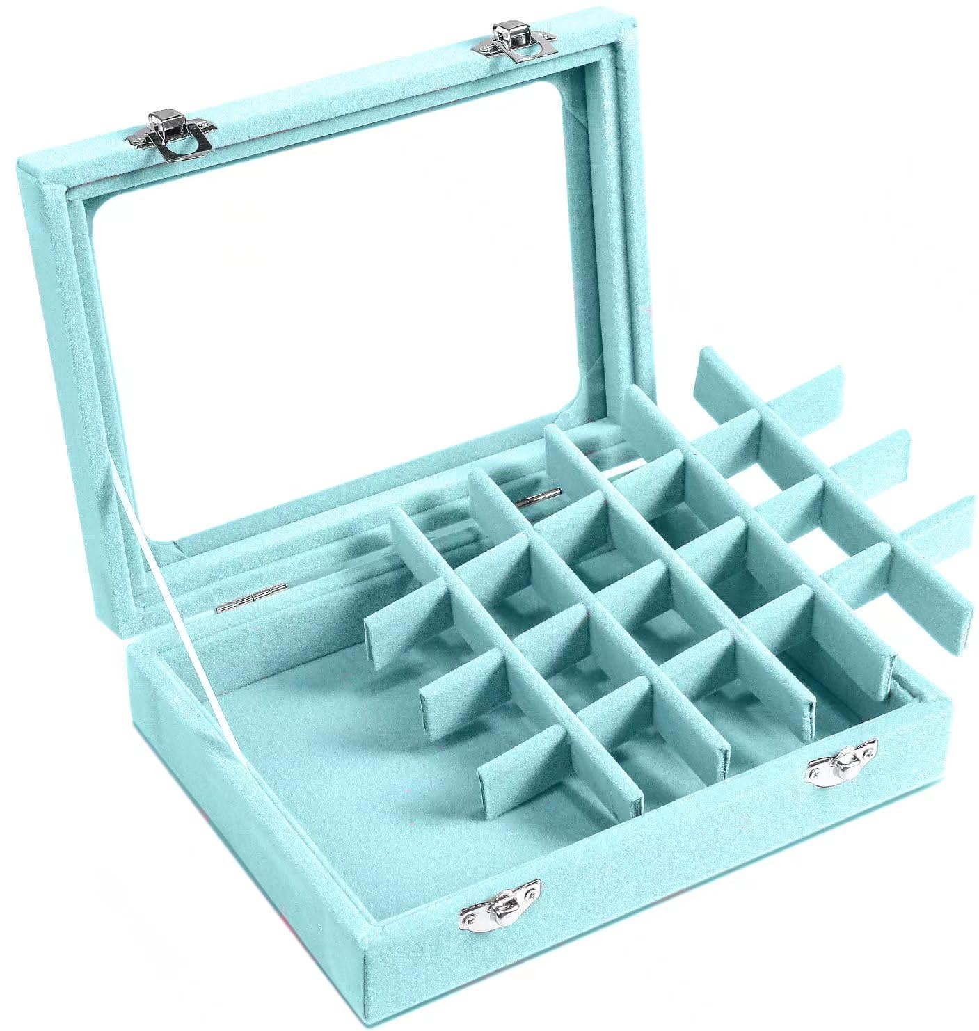WYUYIWH Scatola Portagioie In Velluto Con 24 Scomparti Per Anelli, Orecchini, Espositore - Foto 8