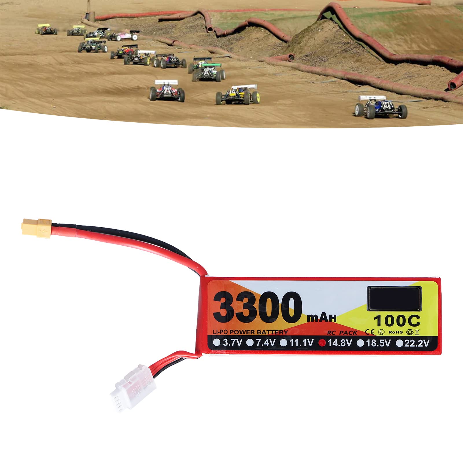Batteria Lipo da 3300 MAh 14,8 V 100 C per Modelli RC con Spina XT60 – Ideale per Elicotteri e Automobili