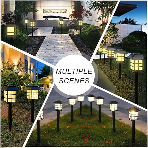 Miniatura 4 de Solar Pathway Lights Outdoor, 12 Pack Warm White IP65 Waterproof Solar Walkway Lighting 10 Hours Runtime for Garden, Yard, Patio, Landscape