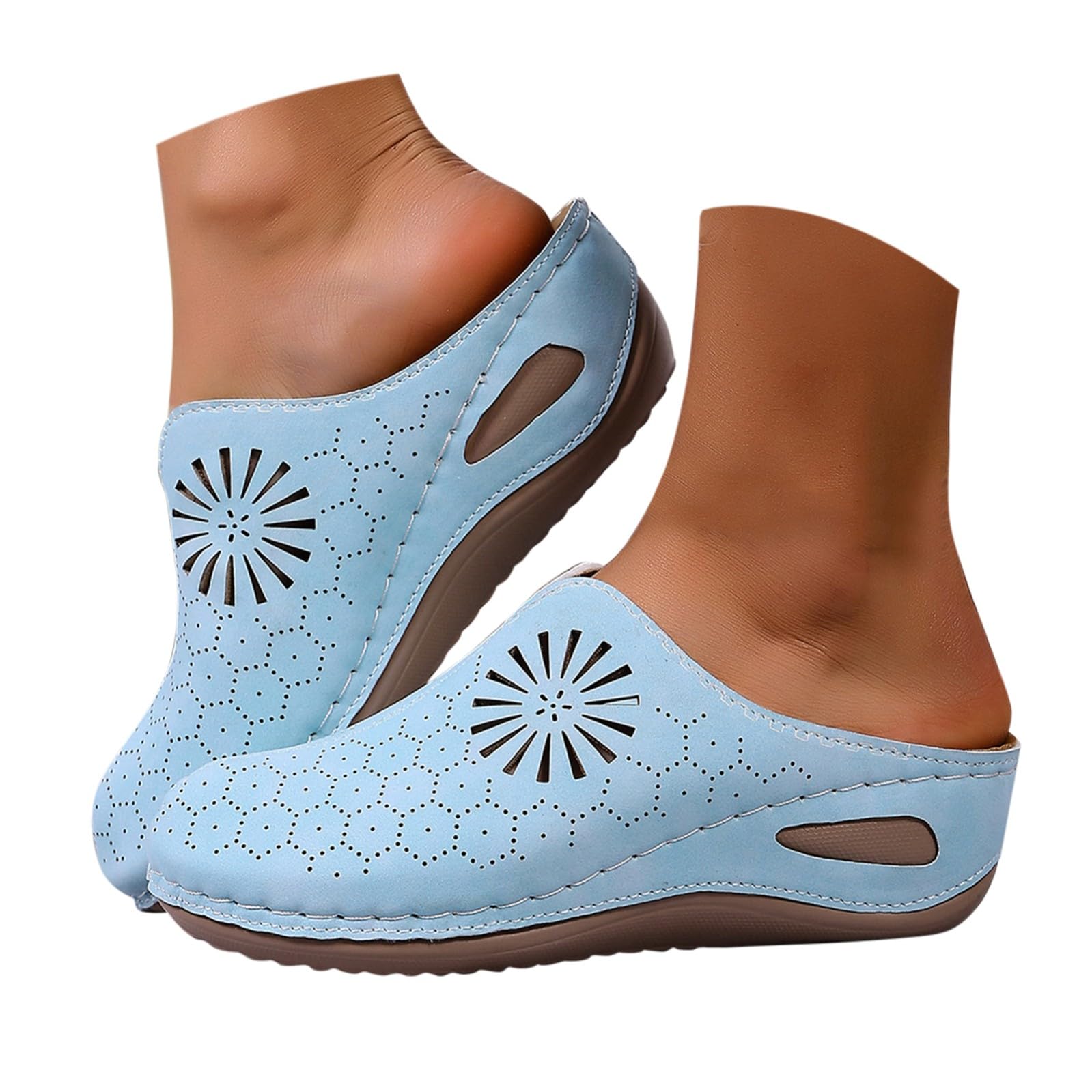 Generico Sandales CompenséEs Confortables LéGèRes AntidéRapantes Semelle Souple Respirantes Chaussures Femme éTé éLéGantes Mules OrthopéDiques Coupe Large Ville Usage Quotidien