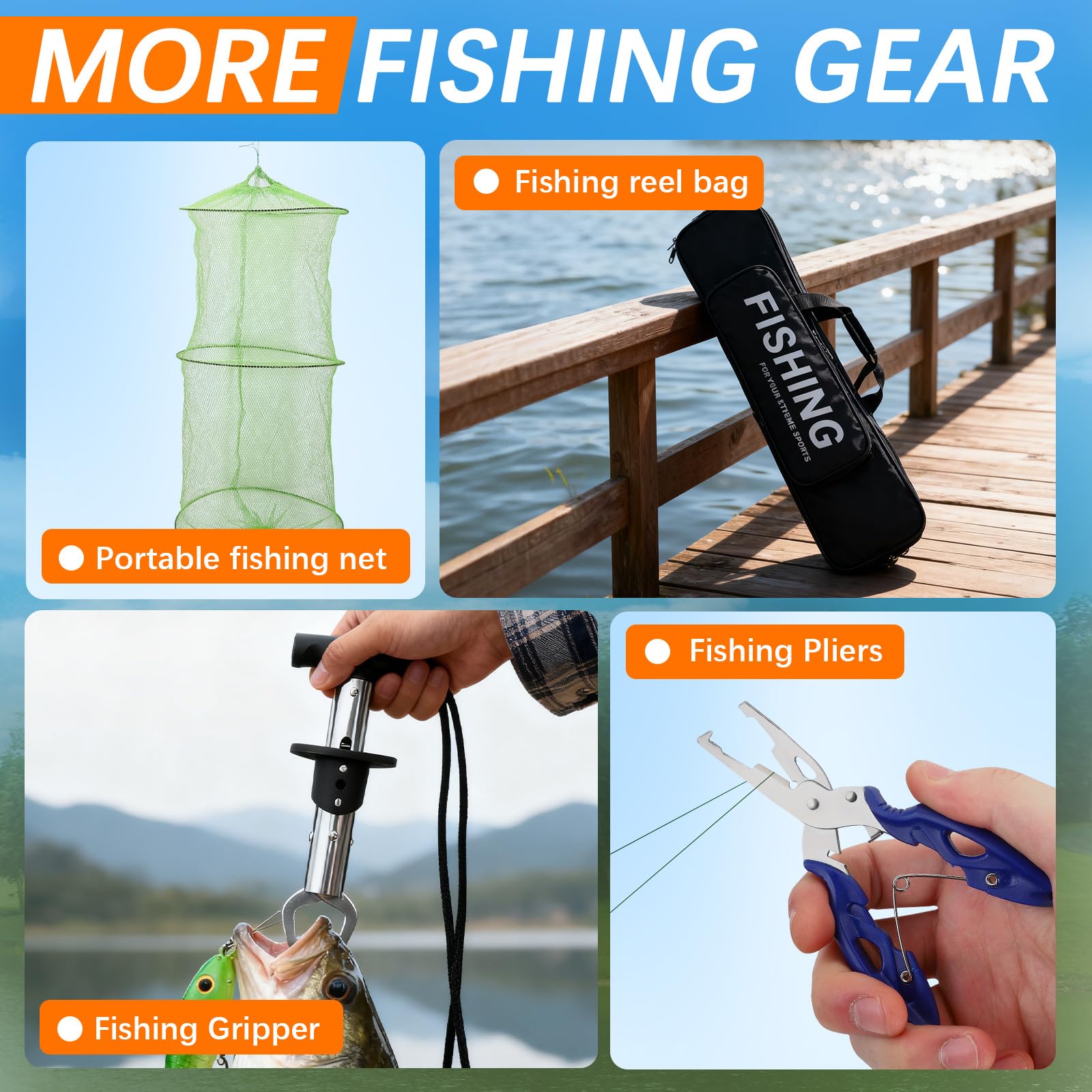 Lot de 2 cannes à pêche télescopiques avec 102 accessoires, 1,8 m/2,1 m, pliable, moulinet, appât, kit de pêche complet pour débutants avec sac de pêche pour eau salée, eau douce, voyage, pêcheur