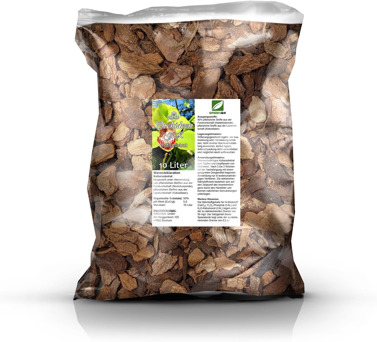Orchideenerde GK Erde für Orchideen 10 Ltr. Premium Profi Linie Substrat Phalaenopsis, Cattleya, Dendrobium, Paphiopedilum, Cymbidium etc. (Grobe Körnung, 10 Liter)