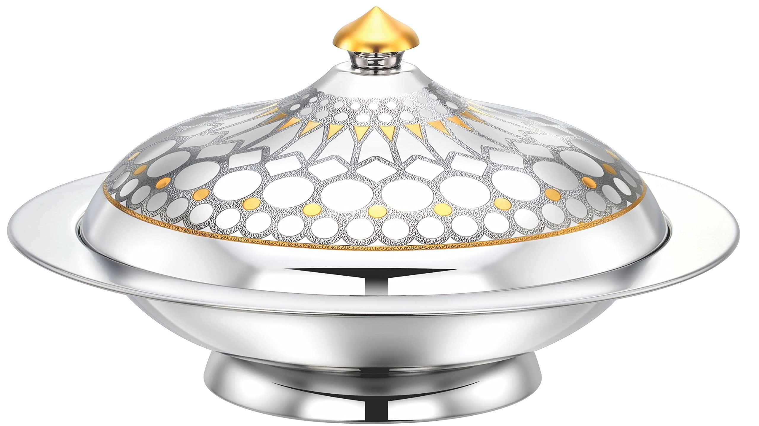 Pradeep Salma Elegant Stainless Steel Serving Dish with Base | For Warm Meals, Parties, Festivals & Family Gatherings (35 cm)