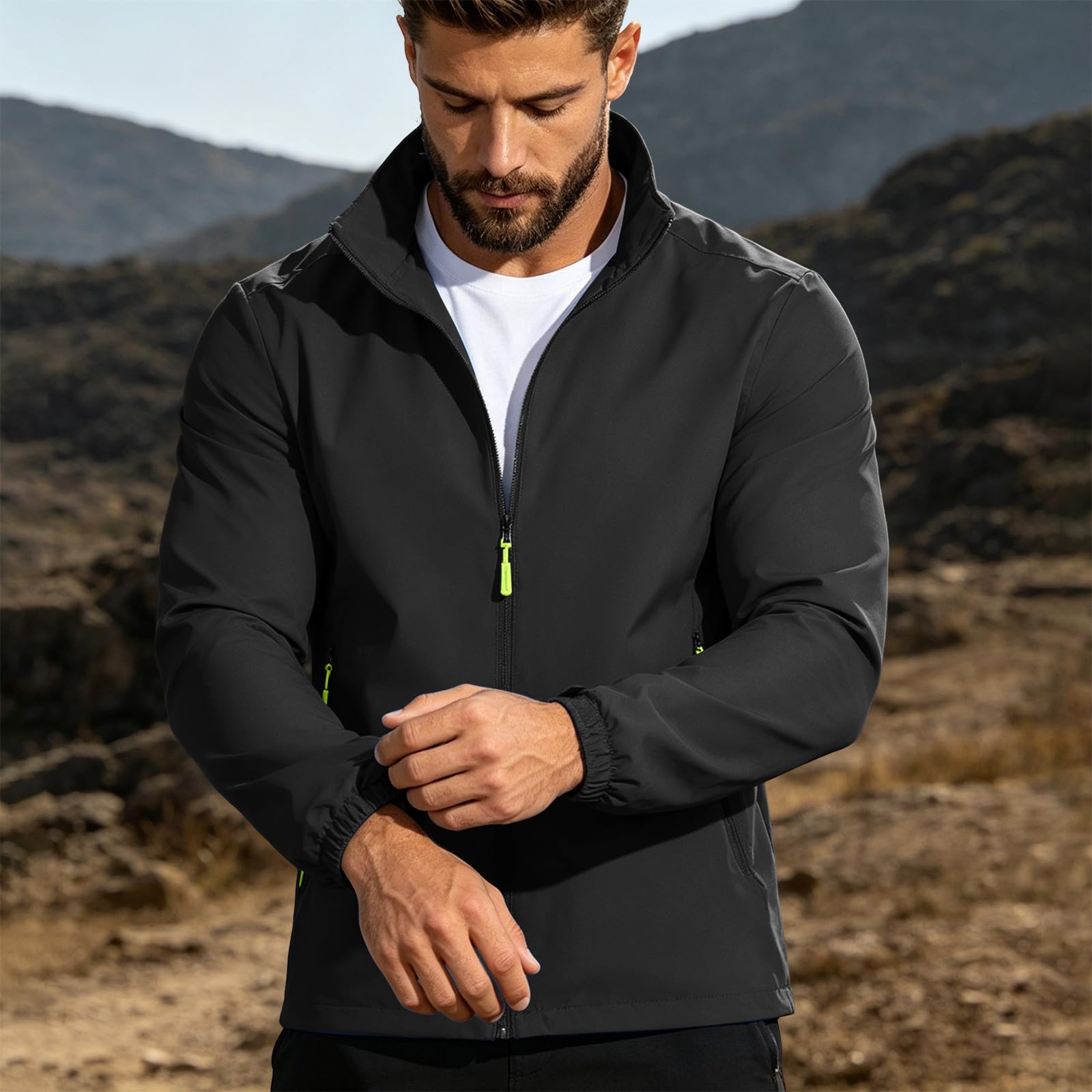 Regenjacke Herren Wasserdicht Windbreaker Fahrrad Trekking Laufjacke Mit Kapuze Windstopper Outdoorjacke Atmungsaktiv Regenjacken Reise Wanderjacke Winddichte Fahrradjacke Outdoor Trekkingjacke