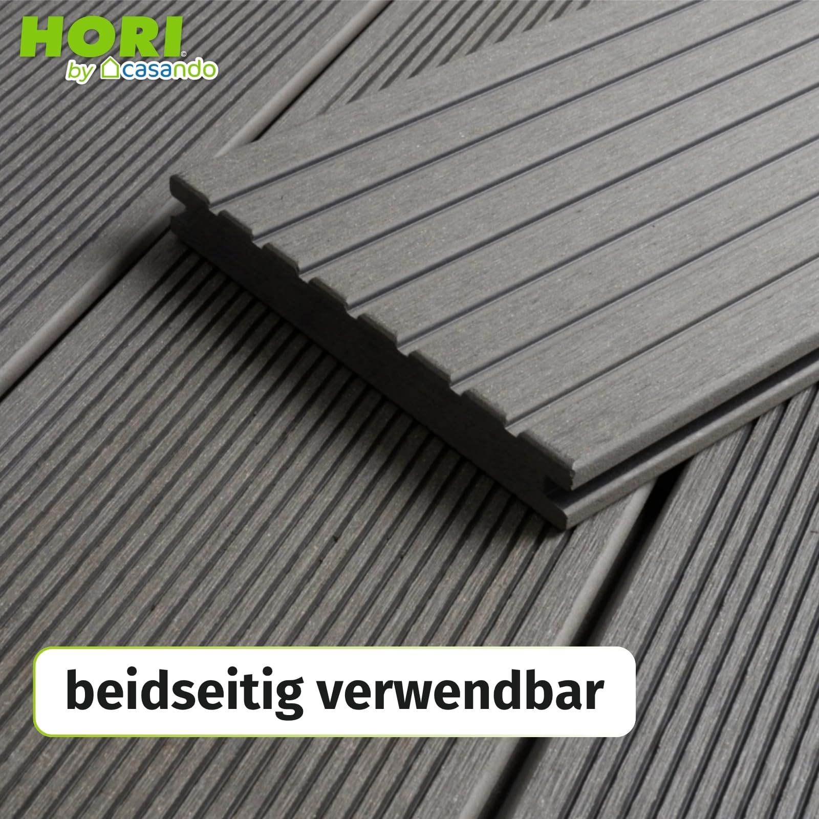 HORI WPC Terrassendielen Komplettset Massiv Diele BPC Komplettbausatz Inkl. Unterkonstruktion & Clips Wetterfest, pflegeleicht & rutschhemmend Dielenlänge 350 cm - Fläche 7 m²