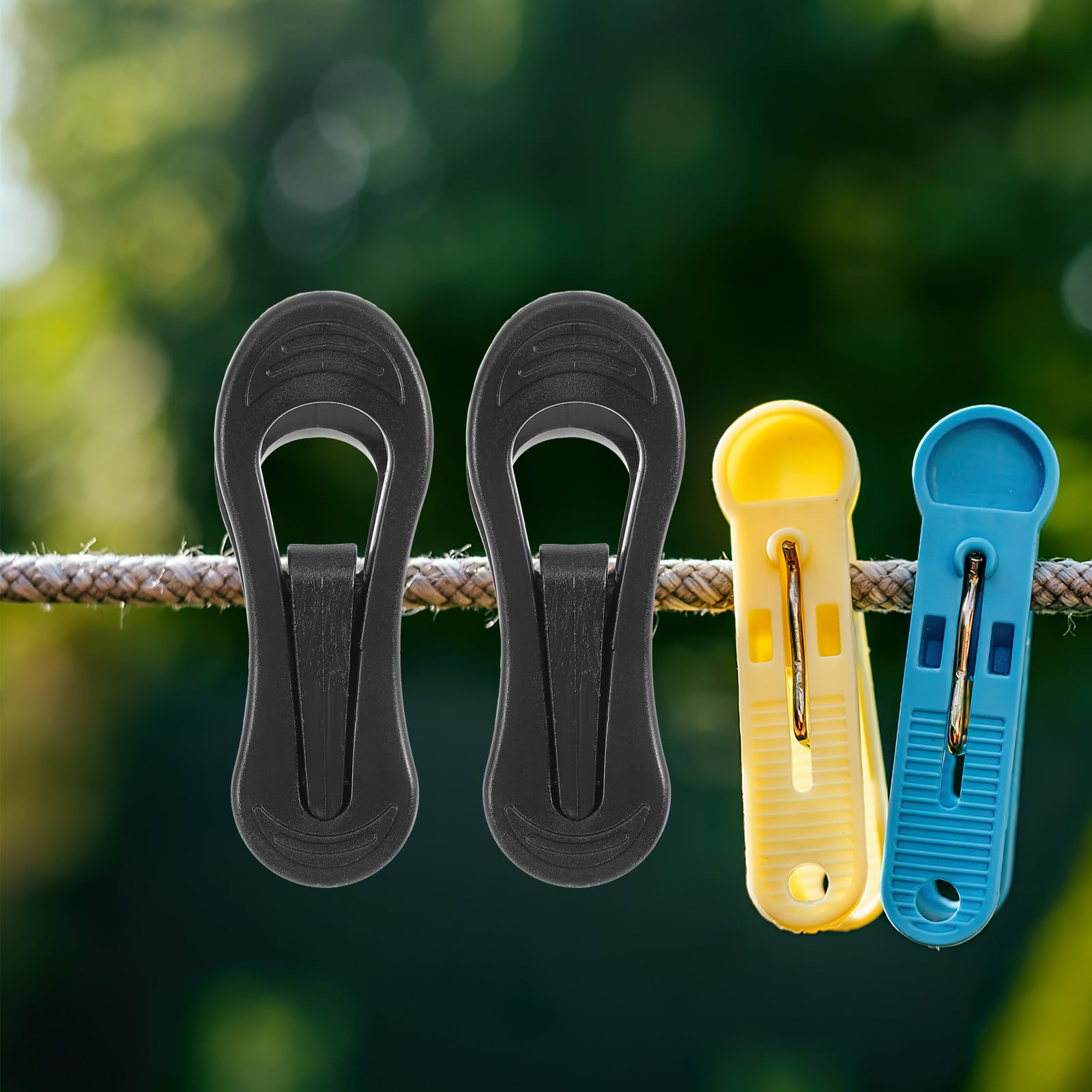 OUNONA Pinzas para Ropa de Plástico Negro Ideales para Colgar y Ordenar Ropa 50 Clips Flexibles para Organizar Prendas y Secar al Aire Libre para Perchas y Armarios