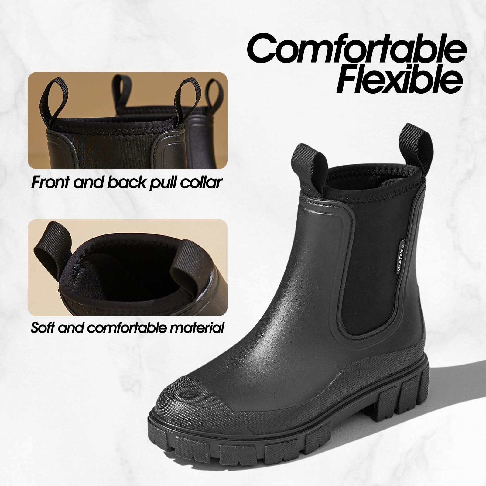 Gummistiefel Damen Halbhohe Chelsea Boots Wasserdicht Gummistiefeletten Atmungsaktiv Regenschuhe Rutschsicher Bequem Garten Stiefeletten 35-40 EU