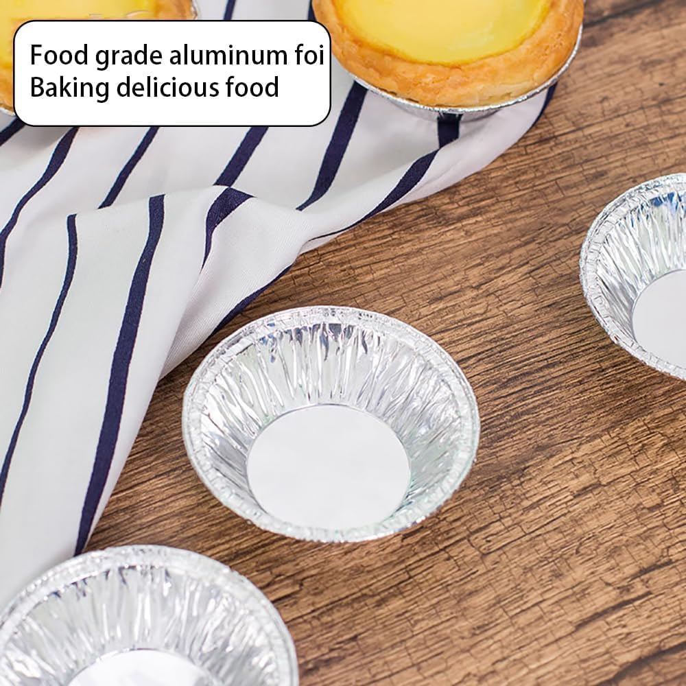 100 Pcs Silver Mini Pie Tins, Round Tart Pie Foil Pans, Aluminum Foil Tart Pans,Individual Serving Pan for Baking